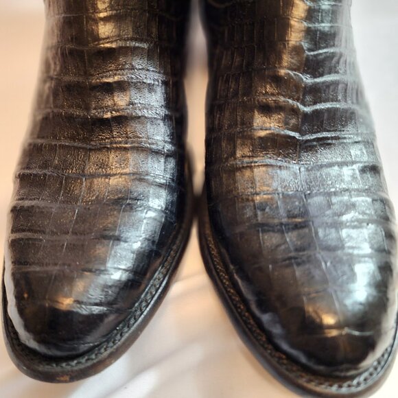 TECOVAS THE COLE CAIMAN ROPER COWBOY BLACK BOOTS SIZE 11 1/2 D MENS - Picture 2 of 8